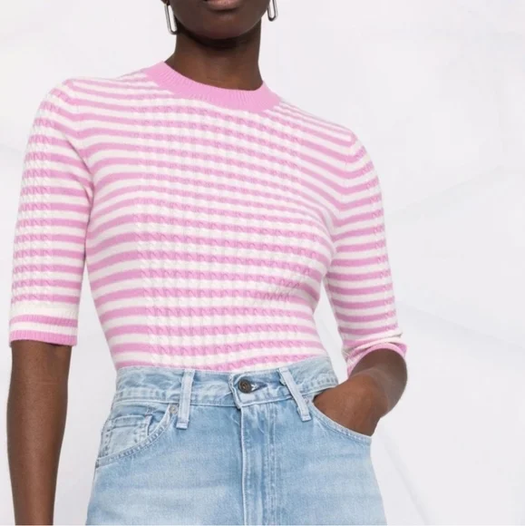 GANNI Pink & White Striped Sweater - Picture 1 of 11